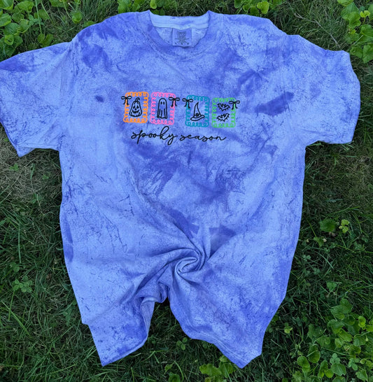 PREORDER: Embroidered Neon Patch Spooky Season Tee (Ships in 3-4 weeks)