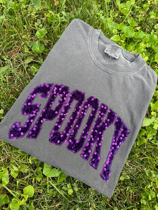PREORDER: Embroidered Spooky Purple Applique Tee (Ships in 3-4 weeks)