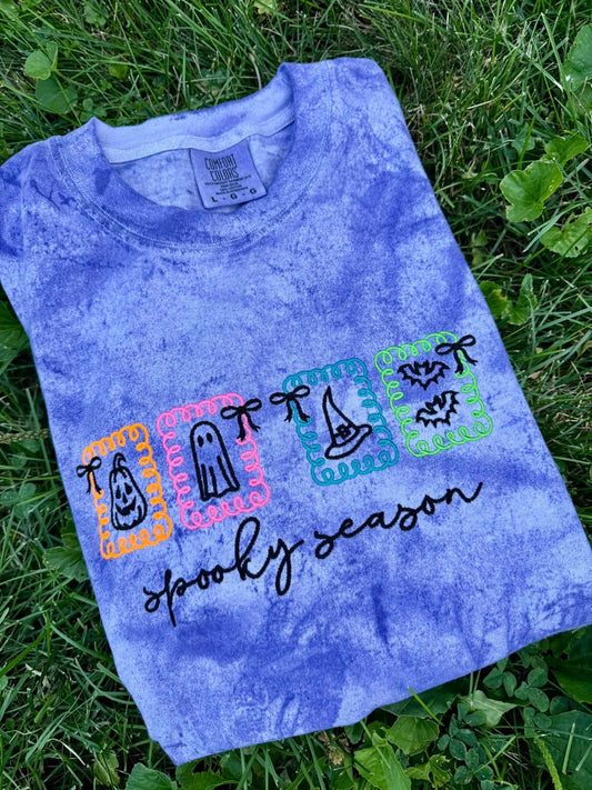 PREORDER: Embroidered Neon Patch Spooky Season Tee (Ships in 3-4 weeks)