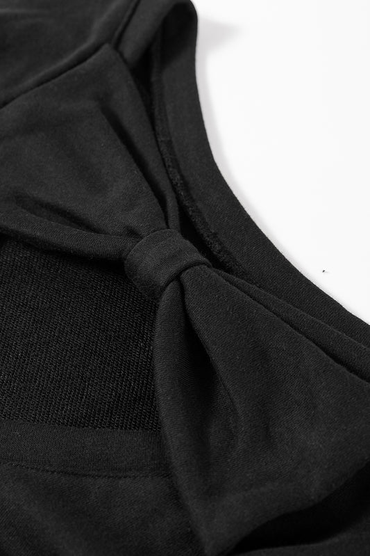 PREORDER: Black Bowknot Round Neck Sweatshirt (Ships 21-28 Business Days)
