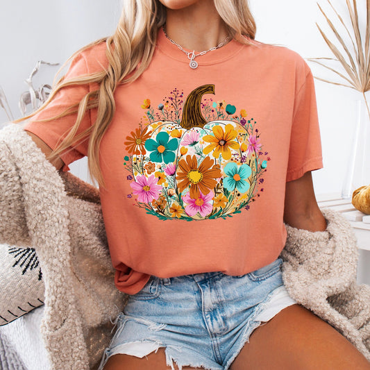 Fall Floral Pumpkin Tee