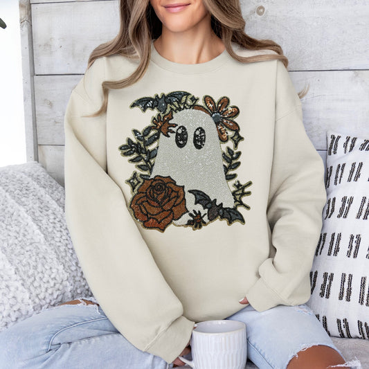 Floral Ghost Patch Crewneck