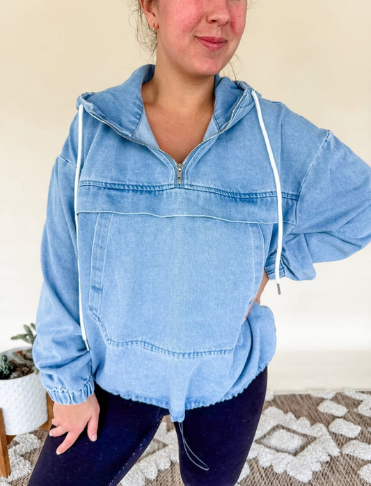 PREORDER: Washed Denim Hoodie (Ships Late October/Early November)