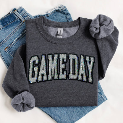 Sequin Game Day Chenille Patch Crewneck