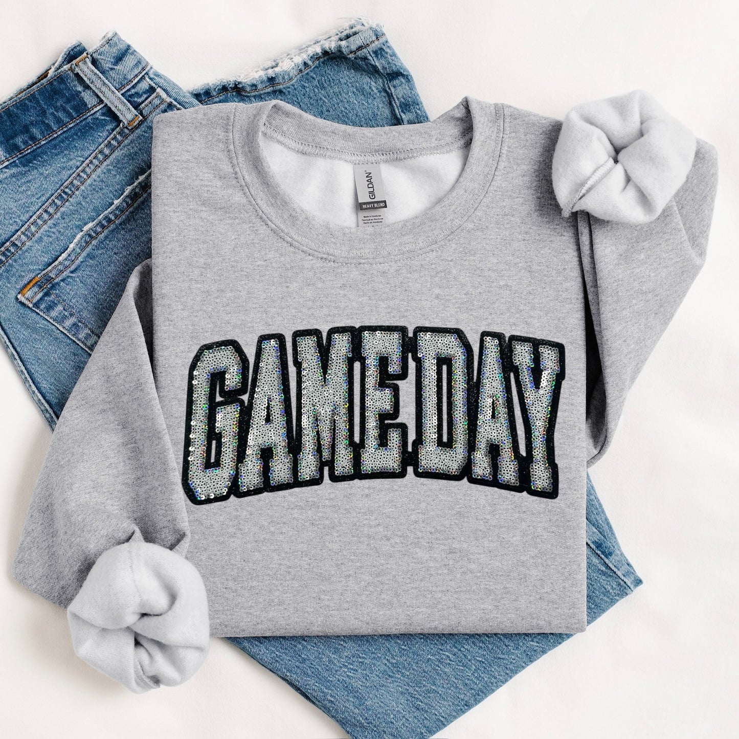 Sequin Game Day Chenille Patch Crewneck
