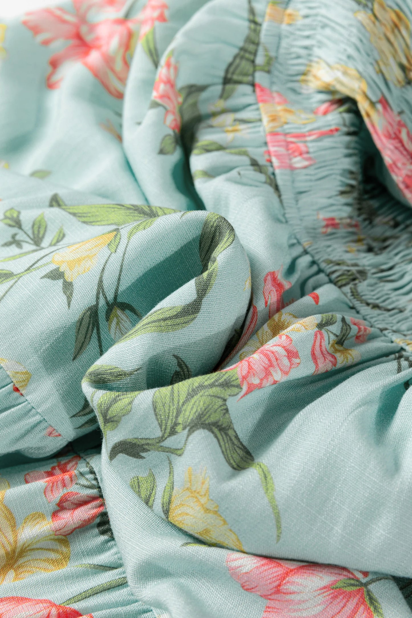 PREORDER: Smocked Bodice Ruffled Sleeveless Tiered Floral Maxi Dress (Ships 21-28 Business Days)