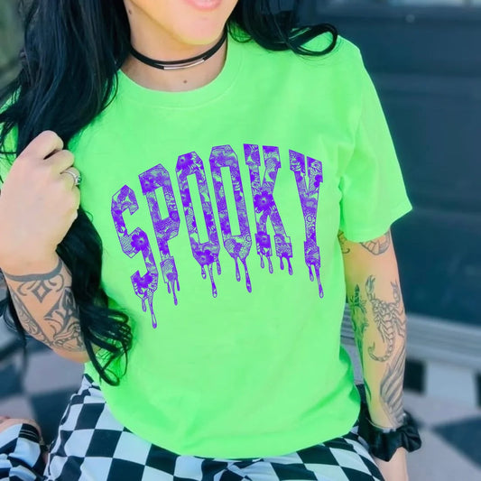 Spooky Purple Lace Print Tee