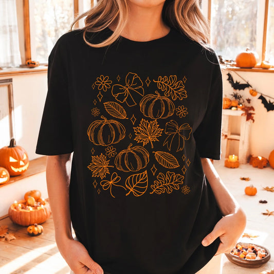 Pumpkin Doodle Collage Tee