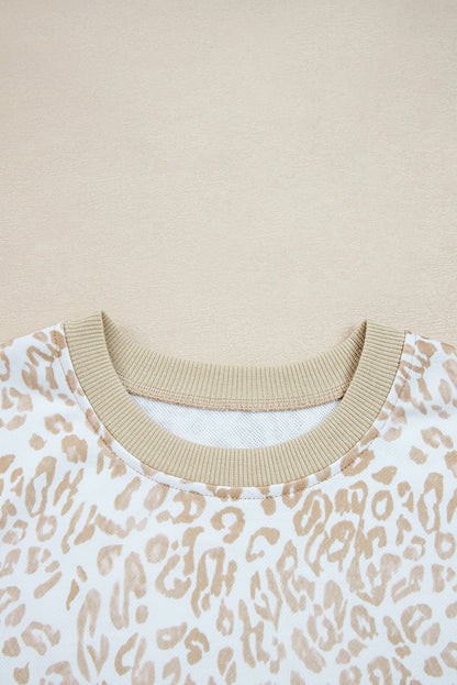 PREORDER: Khaki Leopard Ruffle Detail Sweatshirt (Ships 3-4 Weeks)