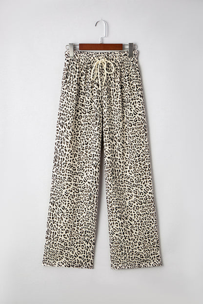 PREORDER: Leopard Drawstring Elastic Waistband Loose Pants (Ships 3-4 Weeks)