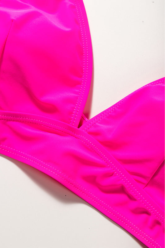 PREORDER: Rose Red Ruffled V Neck Swim Top (Ships 2-5 weeks)