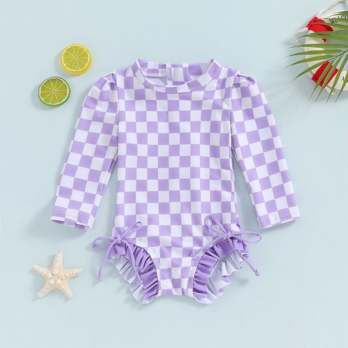 PREORDER: Sunny & Check Ruffle Swimsuit (Ships 30-35 Business Days)