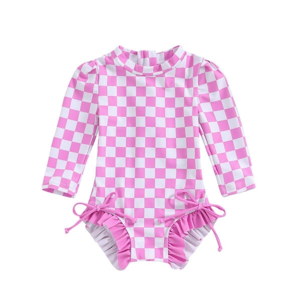 PREORDER: Sunny & Check Ruffle Swimsuit (Ships 30-35 Business Days)
