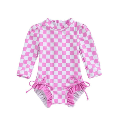 PREORDER: Sunny & Check Ruffle Swimsuit (Ships 30-35 Business Days)