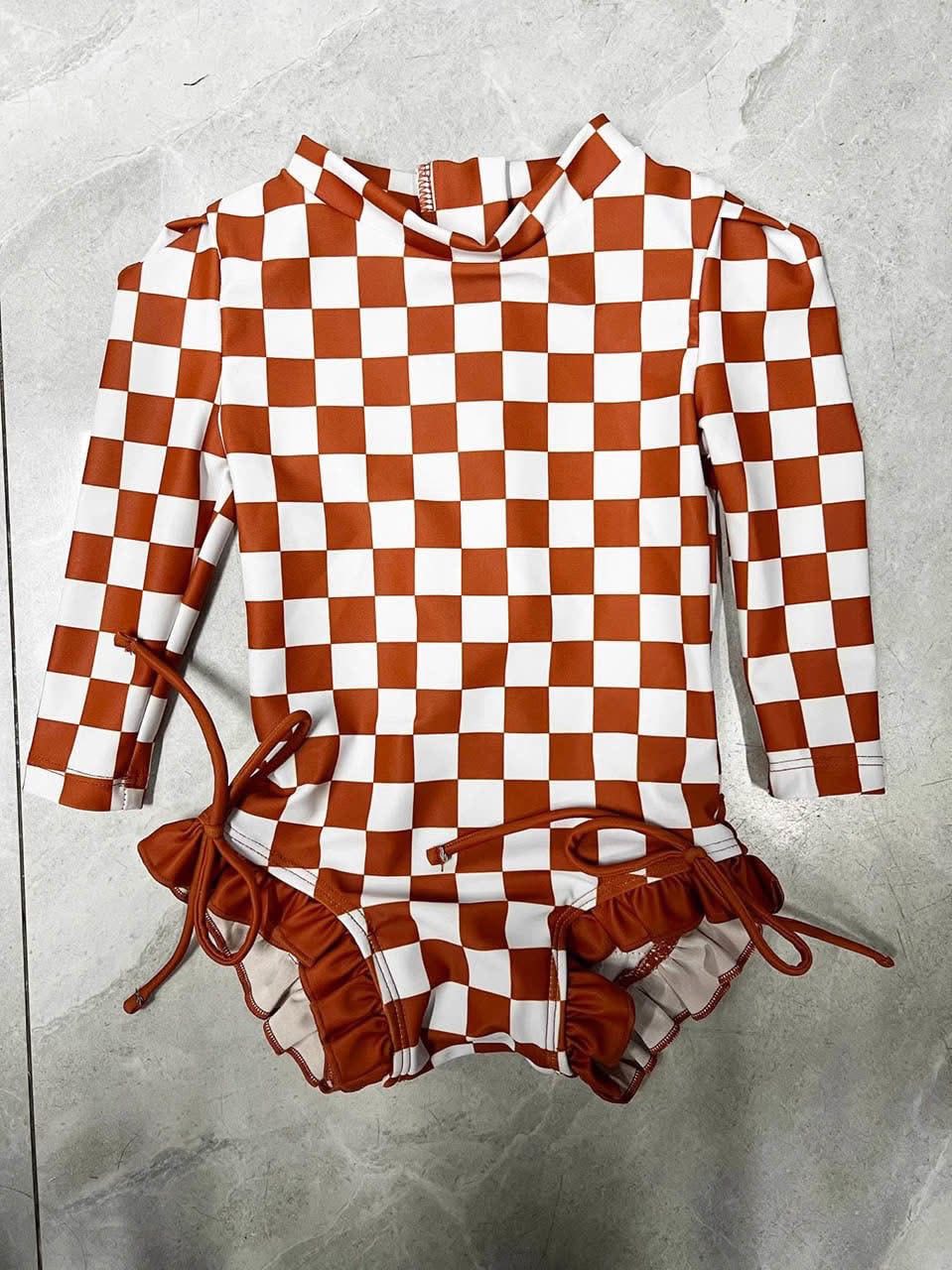 PREORDER: Sunny & Check Ruffle Swimsuit (Ships 30-35 Business Days)