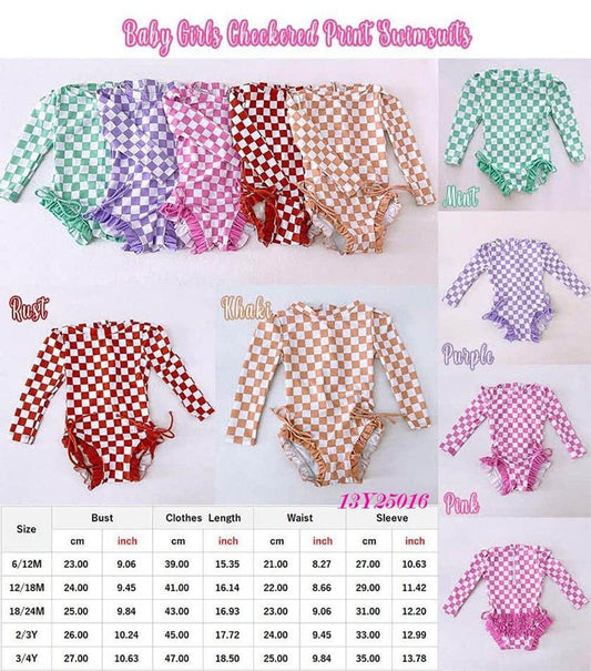 PREORDER: Sunny & Check Ruffle Swimsuit (Ships 30-35 Business Days)