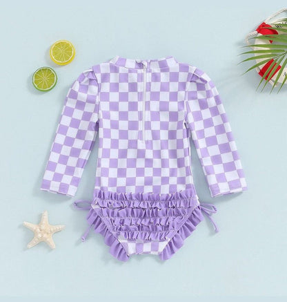 PREORDER: Sunny & Check Ruffle Swimsuit (Ships 30-35 Business Days)