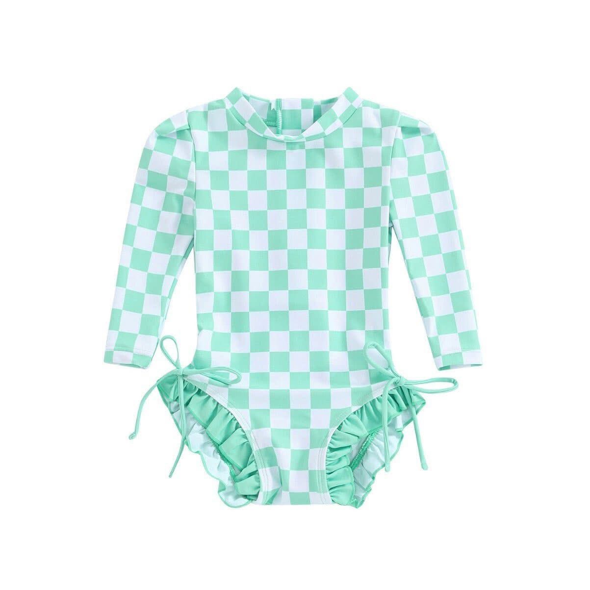 PREORDER: Sunny & Check Ruffle Swimsuit (Ships 30-35 Business Days)