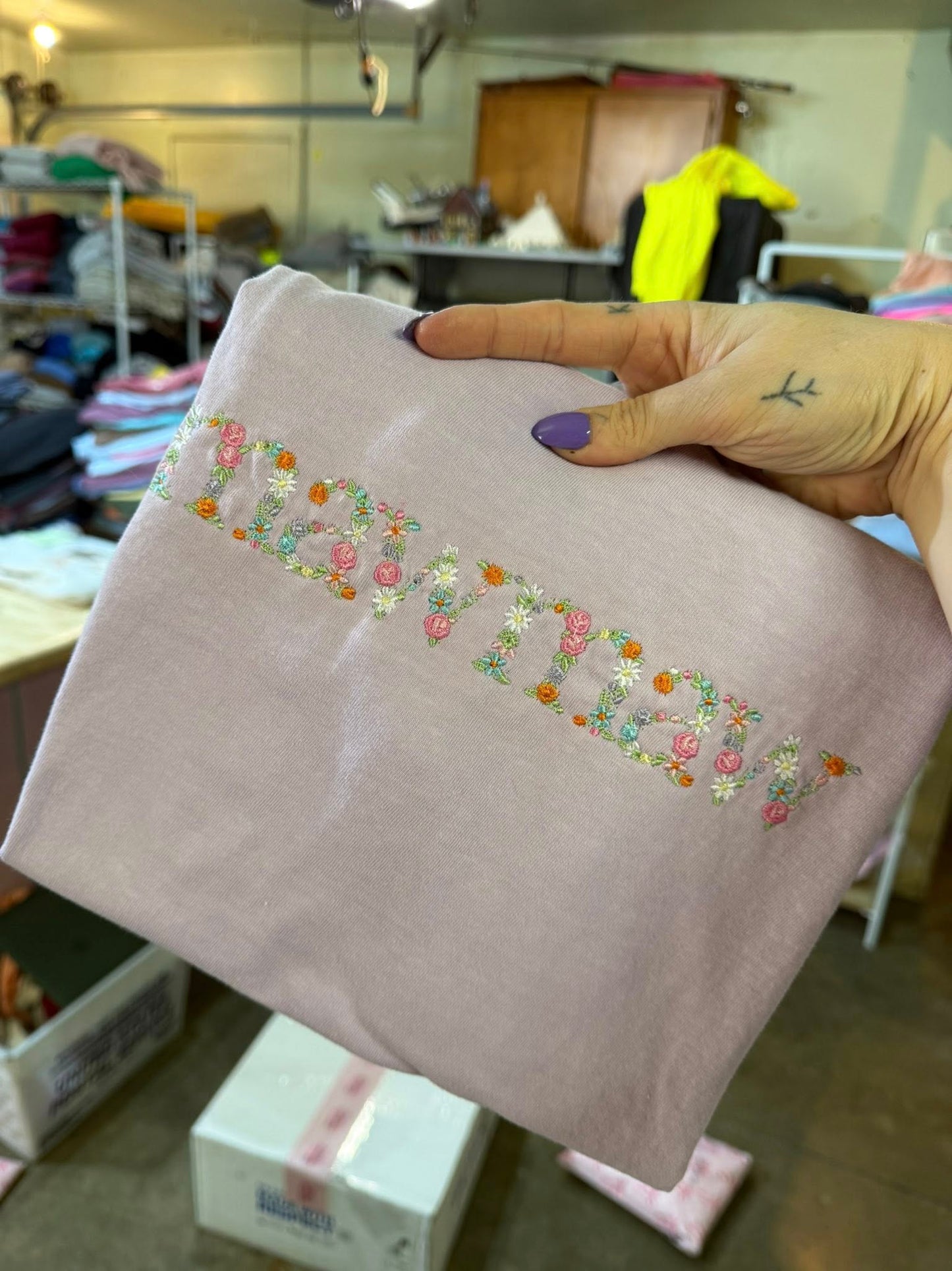 PREORDER: Floral Embroidered Saying Tee (Ships on or before May 1)