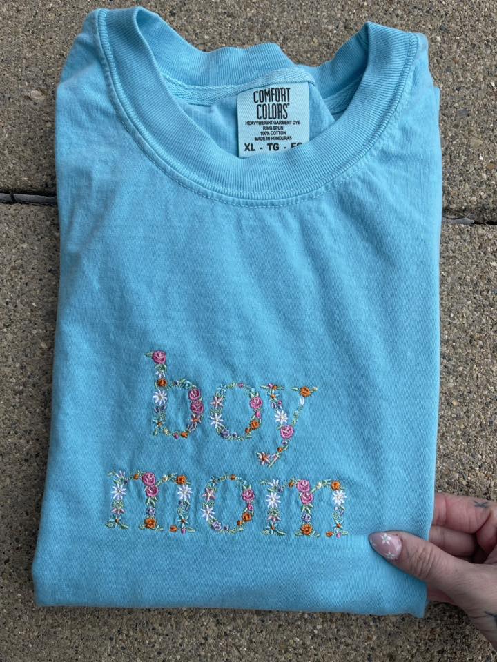 PREORDER: Floral Embroidered Saying Tee (Ships on or before May 1)