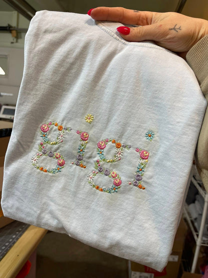 PREORDER: Floral Embroidered Saying Tee (Ships on or before May 1)