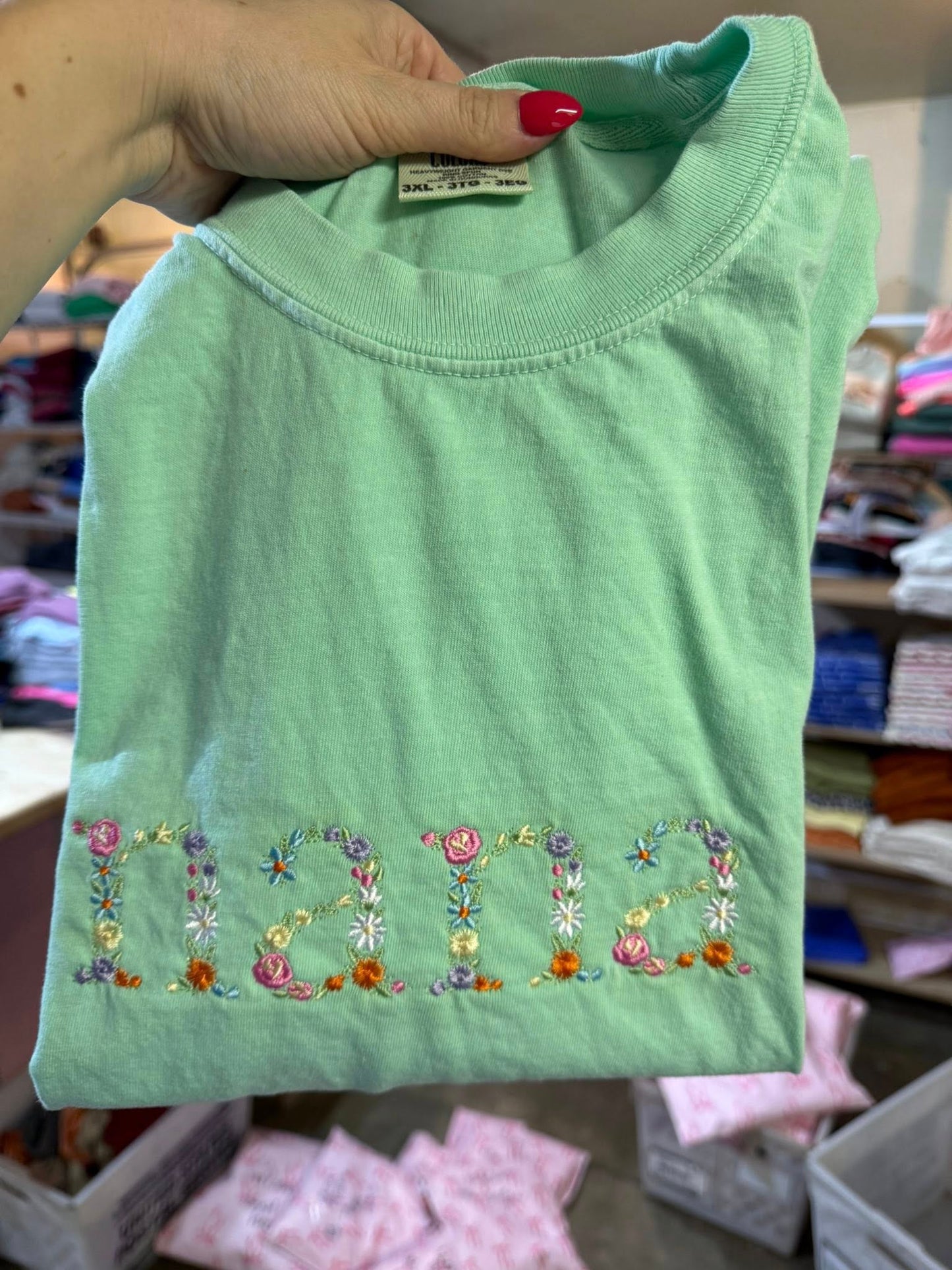 PREORDER: Floral Embroidered Saying Tee (Ships on or before May 1)