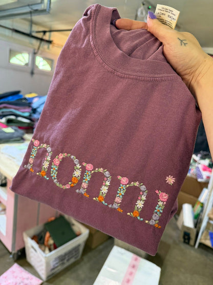 PREORDER: Floral Embroidered Saying Tee (Ships on or before May 1)