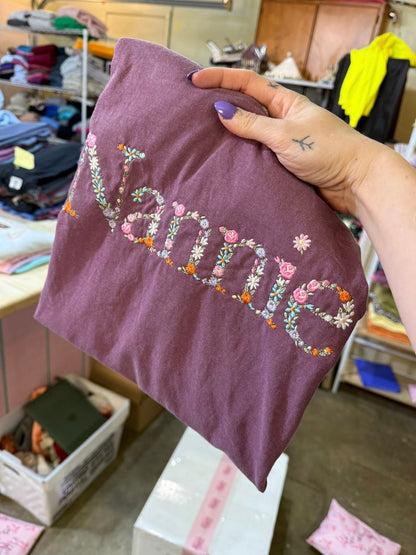 PREORDER: Floral Embroidered Saying Tee (Ships on or before May 1)