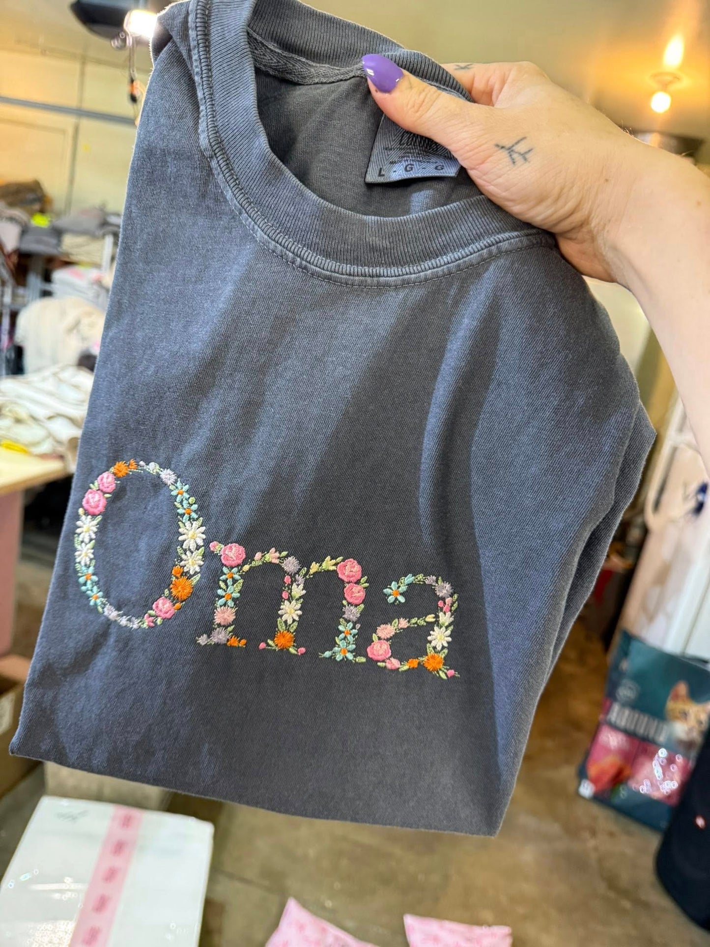 PREORDER: Floral Embroidered Saying Tee (Ships on or before May 1)