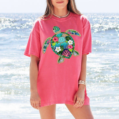 Faux Jewel Turtle Tee