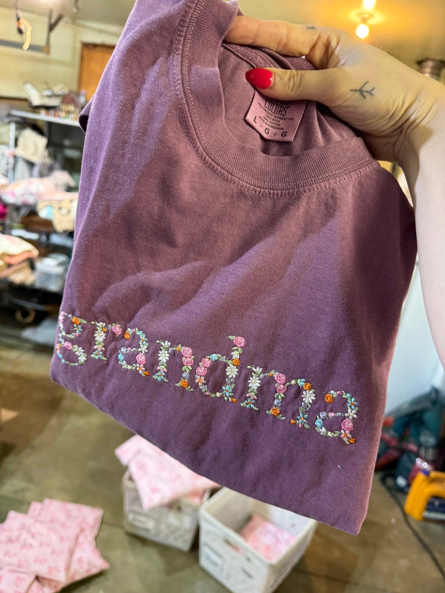 PREORDER: Floral Embroidered Saying Tee (Ships on or before May 1)