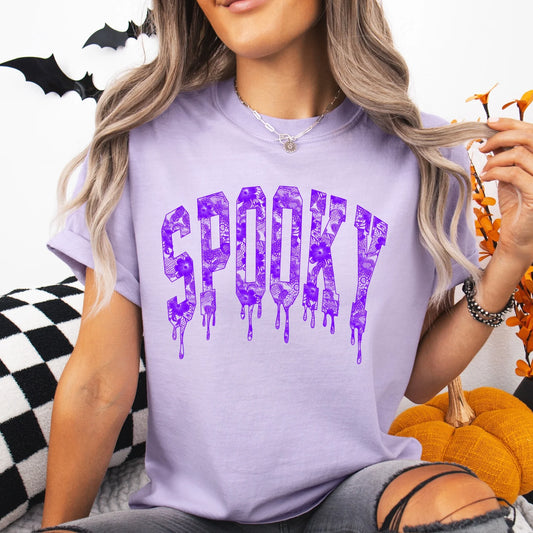 Spooky Purple Lace Print Tee