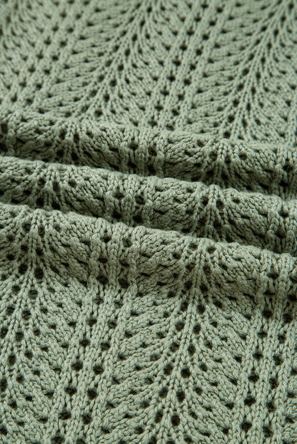 PREORDER: Green Scalloped Edge Eyelet Knit Batwing Sleeve Cardigan (Ships 3-4 Weeks)