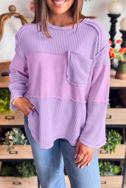 PREORDER: Purple Thermal Patchwork Long Sleeve (Ships 3-4 Weeks)