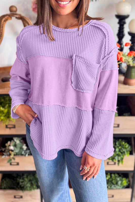 PREORDER: Purple Thermal Patchwork Long Sleeve (Ships 3-4 Weeks)