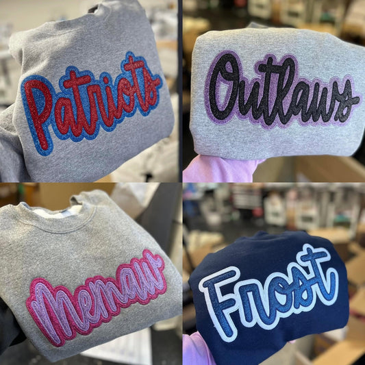 PREORDER: Stacked Glitter Spirit Sweatshirts (Ships Week of 9/7)