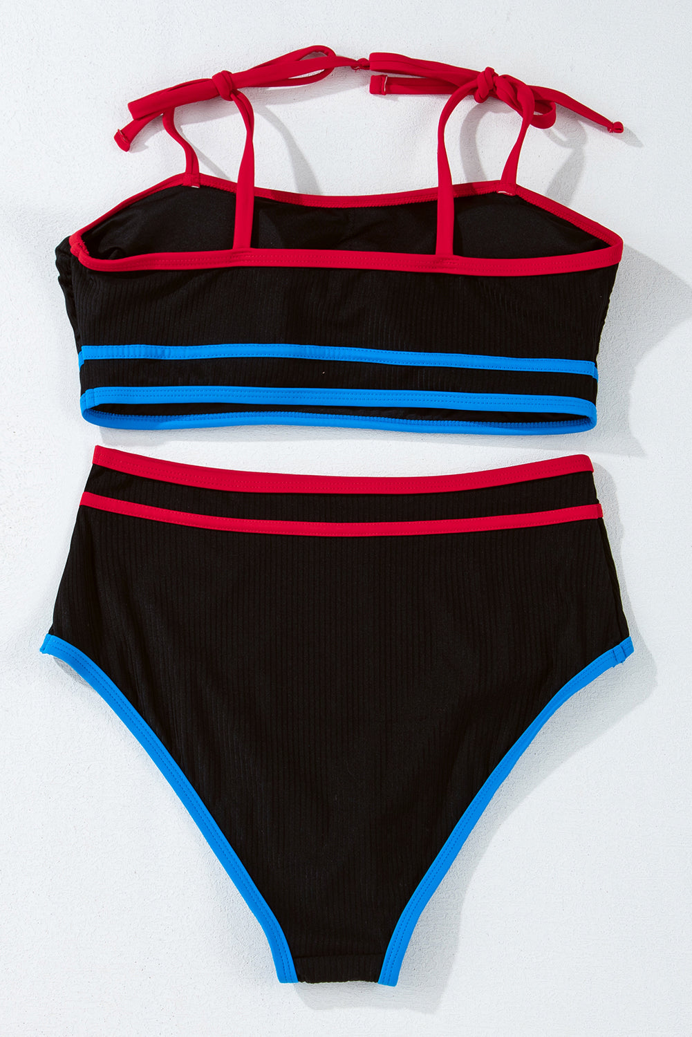 PREORDER: Black Triple Color Trimmed High Waist Bikini Set (Ships 2-5 weeks)
