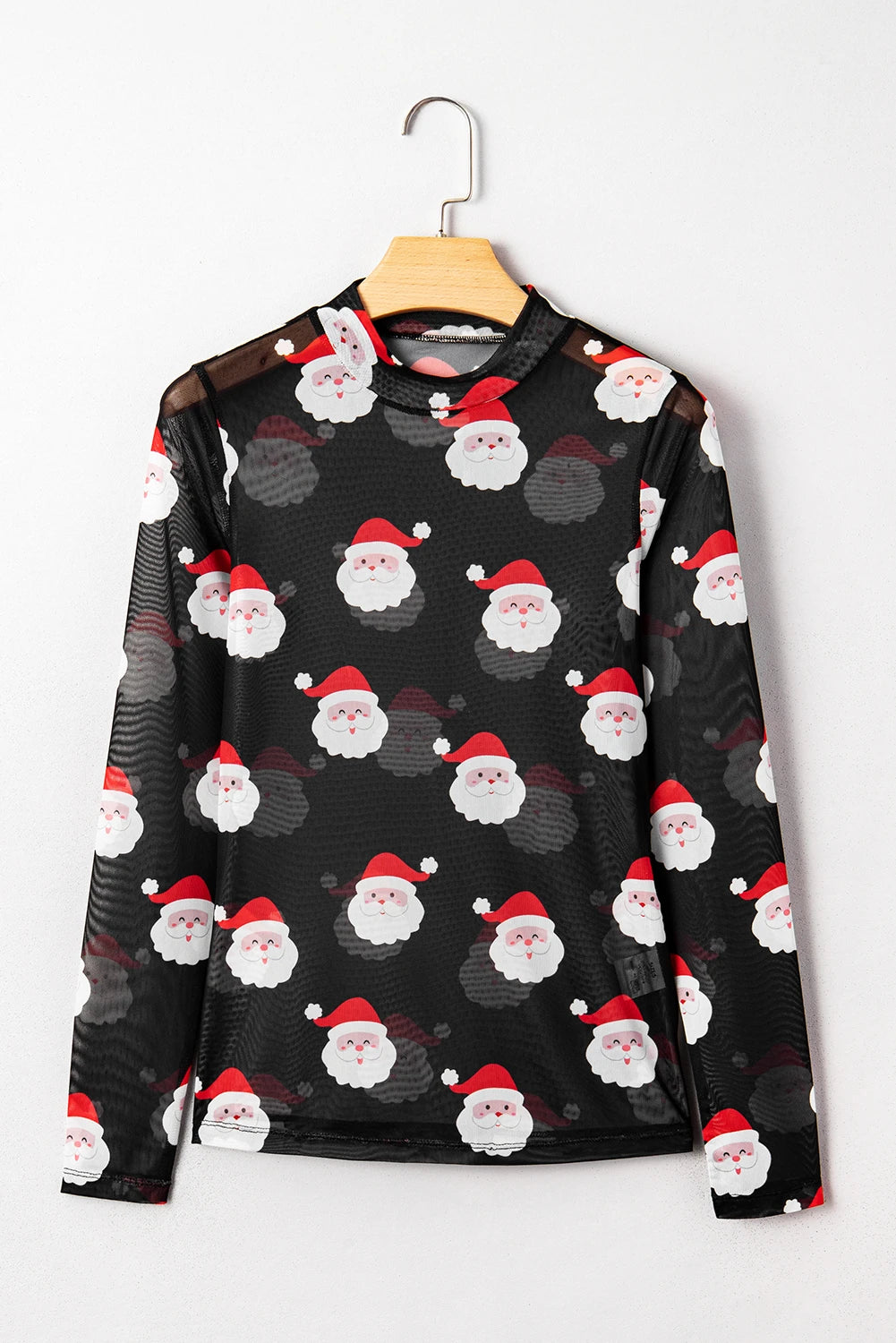 PREORDER: Black Christmas Fashion Print Slim Fit Long Sleeve Top (Ships 21-28 Business Days)