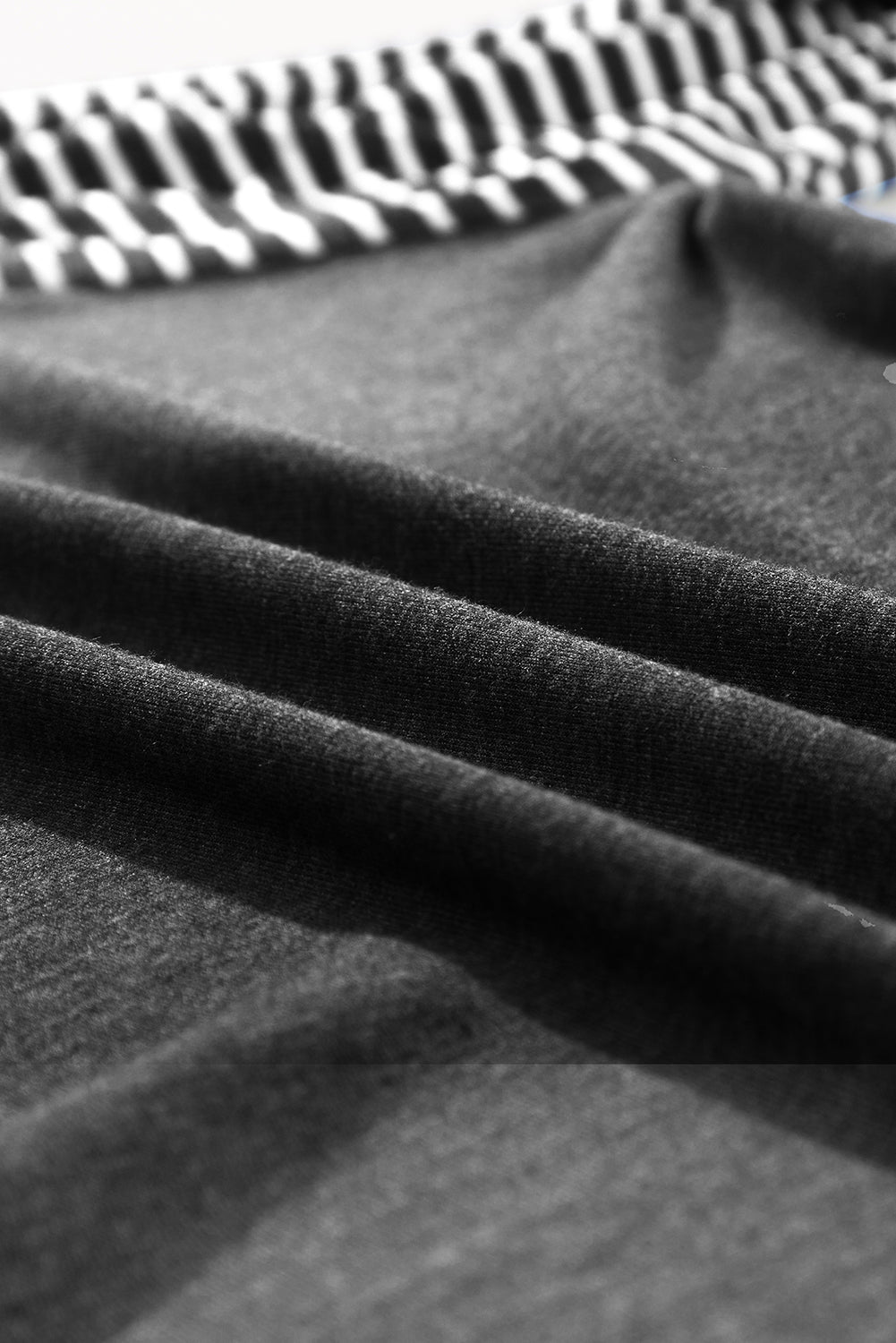 PREORDER: Black Contrast Print Striped Raglan Long Sleeve Loose Top (Ships 3-4 Weeks)