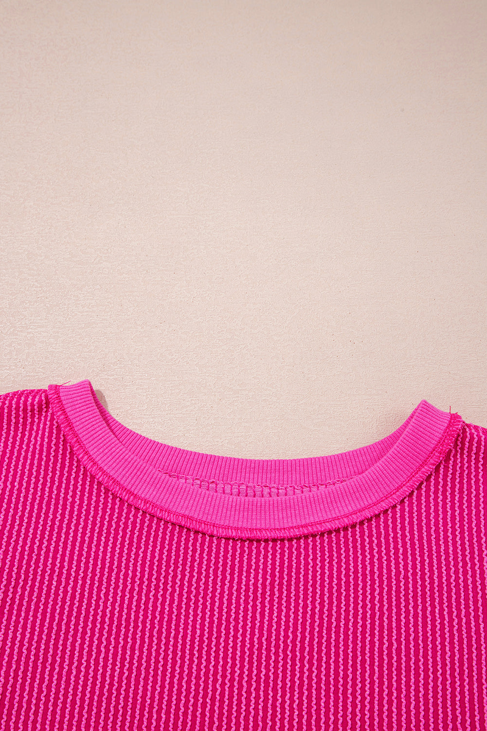 PREORDER: Strawberry Pink Twisted Rib Uneven Hem Top (Ships 3-4 Weeks)