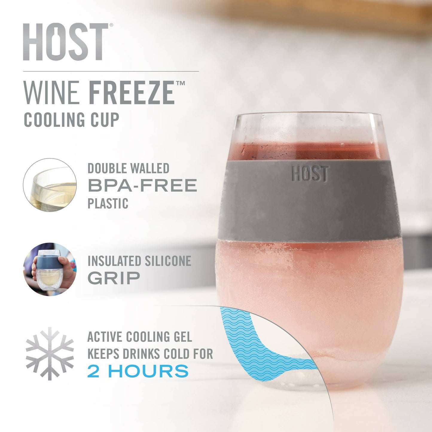 Wine FREEZE™ Cooling Cup Insulated wth Cooling Gel in Marble
