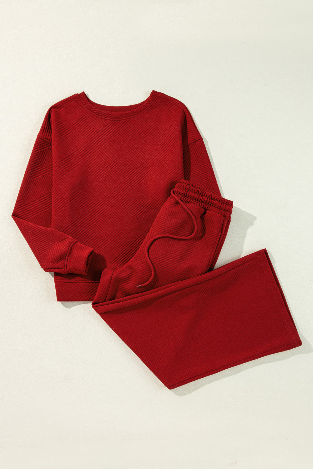 PREORDER: Red Dahlia Ultra Loose Textured 2pcs Slouchy Outfit (Ships 21-28 Business Days)
