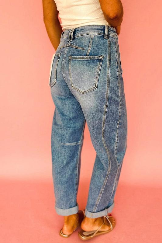 PREORDER: Dusk Blue Vintage Washed Seam Detail Shift Jeans (Ships in 3-4 weeks)
