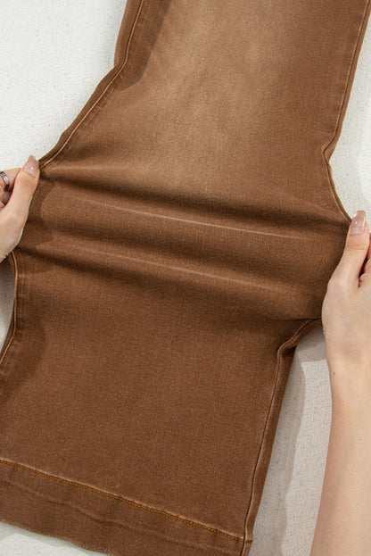 PREORDER: Brown Cropped High Rise Wide Leg Jeans (Ships in 3-4 weeks)