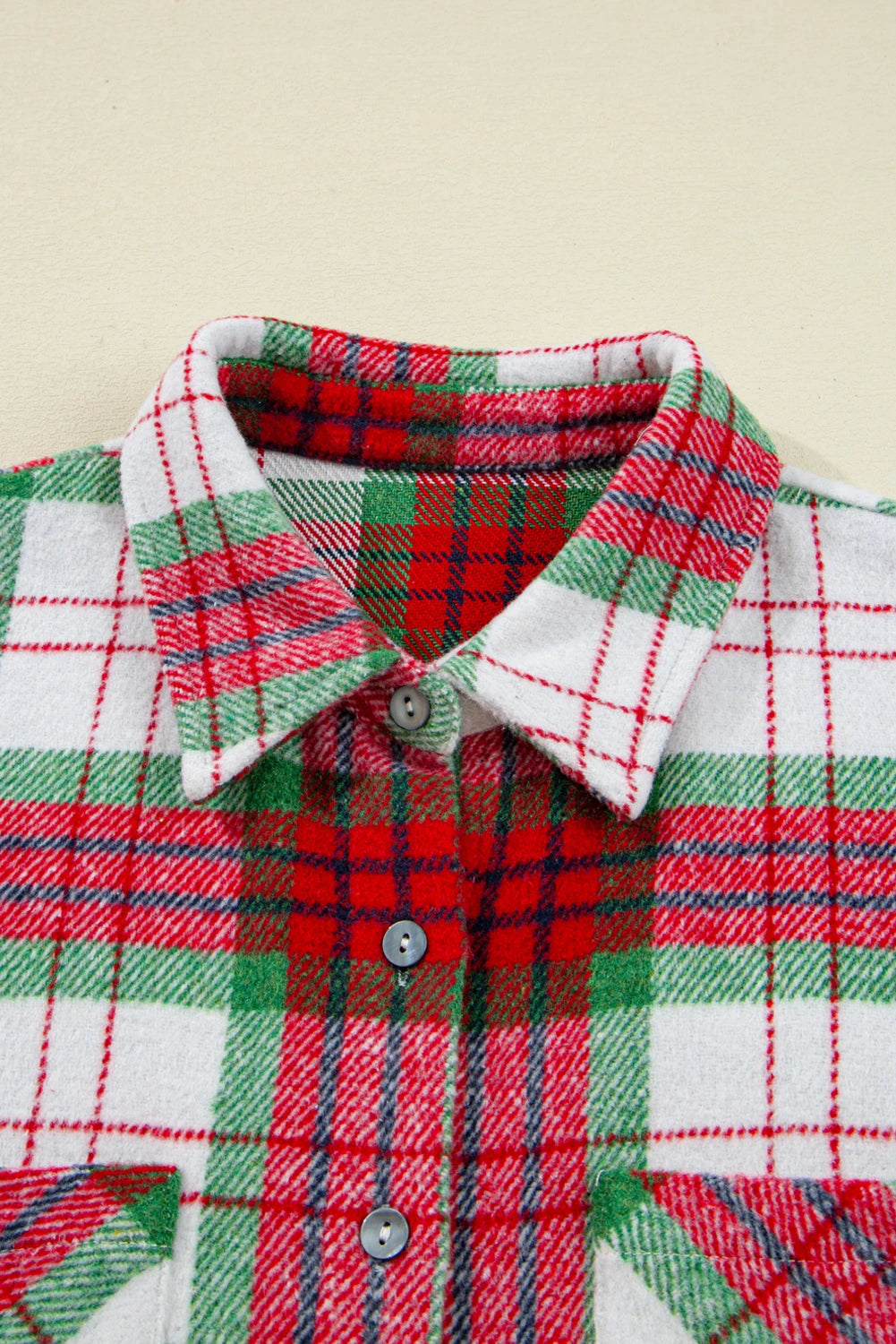 PREORDER: Red Christmas Plaid Casual Flannel Shacket (Ships 21-28 Business Days)