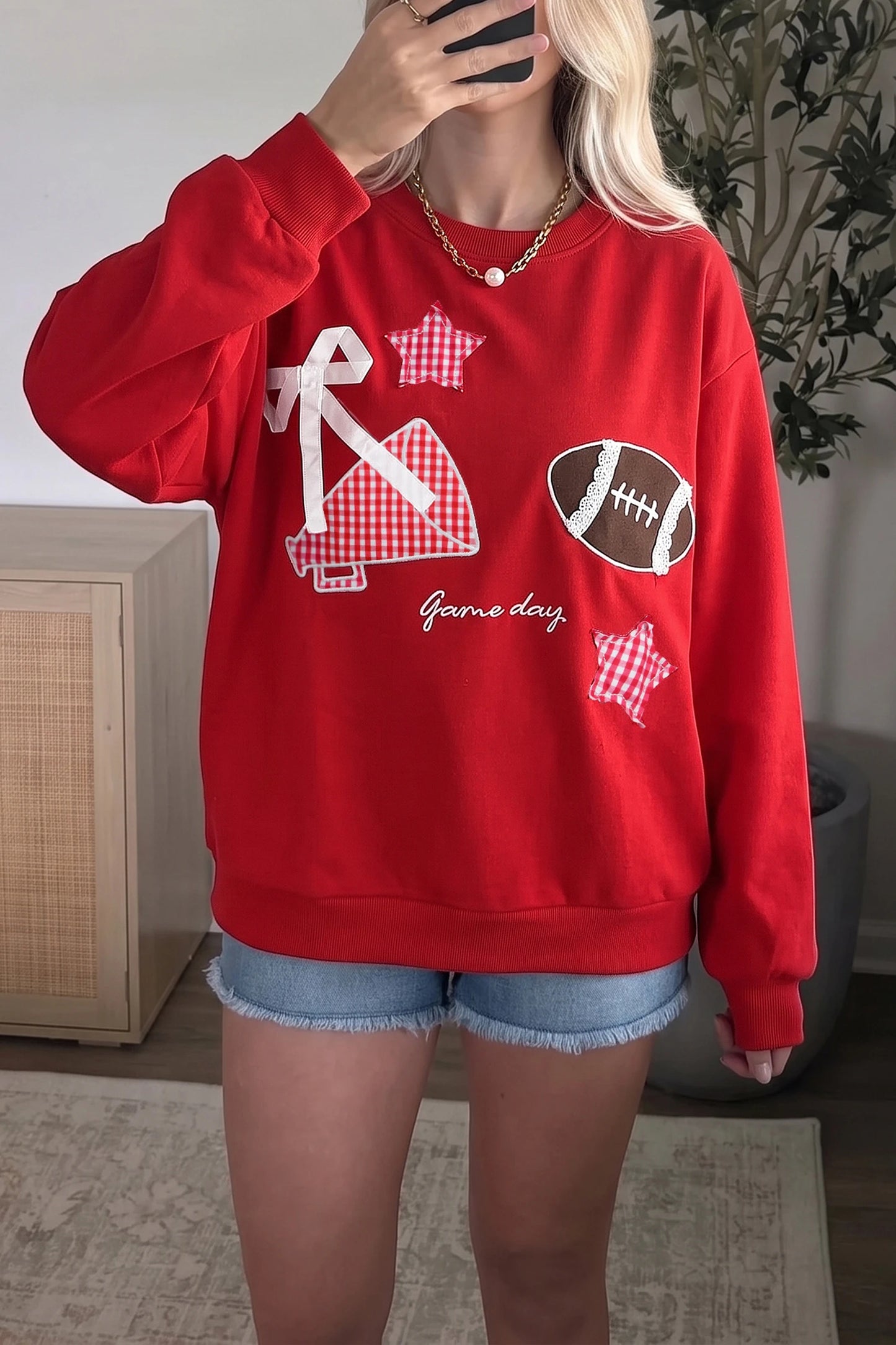 PREORDER: Red Gameday Patch Sweatshirt (Ships 28-35 Business Days)