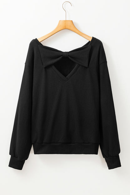 PREORDER: Black Bowknot Round Neck Sweatshirt (Ships 21-28 Business Days)