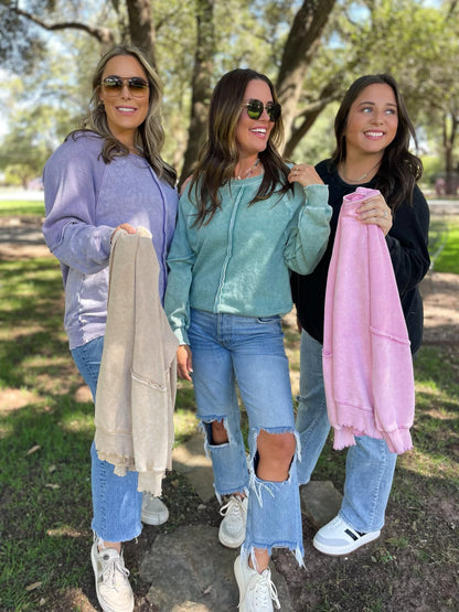 PREORDER: Best Selling Elliott Exposed Seam Sweatshirt in Five Colors (Ships 2-3 Weeks)