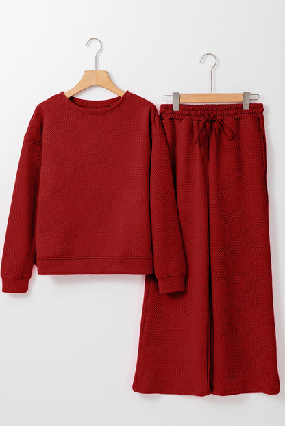 PREORDER: Red Dahlia Ultra Loose Textured 2pcs Slouchy Outfit (Ships 21-28 Business Days)