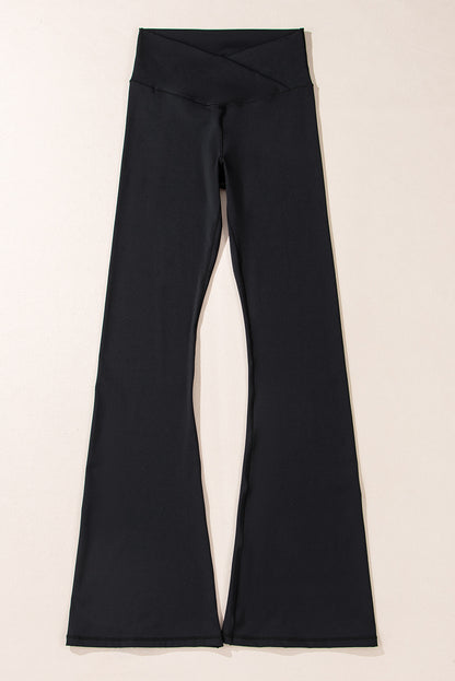 PREORDER: Black V Shape High Waist Flared Leggings (Ships 3-4 Weeks)